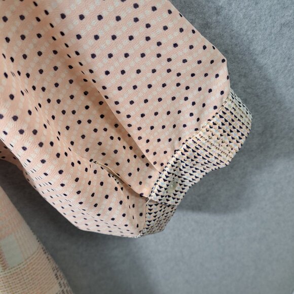 Rose+Olive Women 3X Plus Size Blouse Button 3/4 Sleeve Geometric Poly Peach Blue - Picture 11 of 16